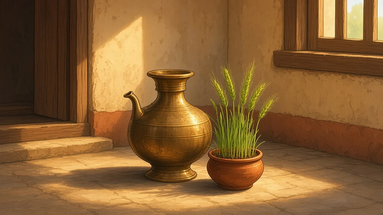 Five mornings with the same water jar.
