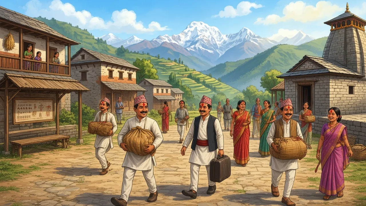 Yesterday's red tika is still on people who travel today.