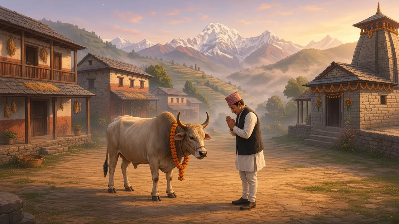 At dawn people honor the ox.