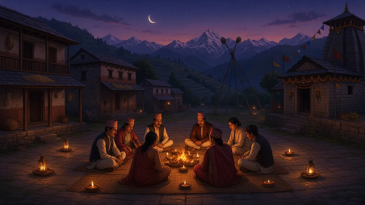 Food and water are offered for the ancestors.