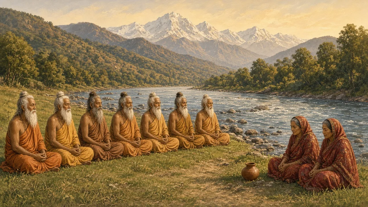 The seven sages sit by the river, and the fast is kept.