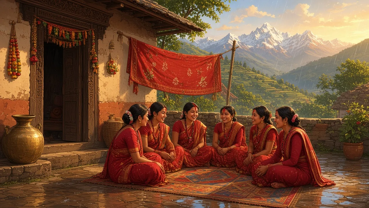 Women in red keep the fast, and the swing moves.