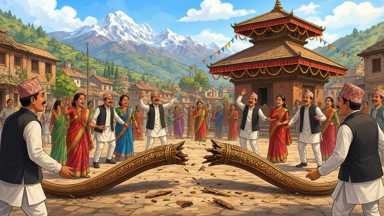 Rama and Sita are married under the canopy.