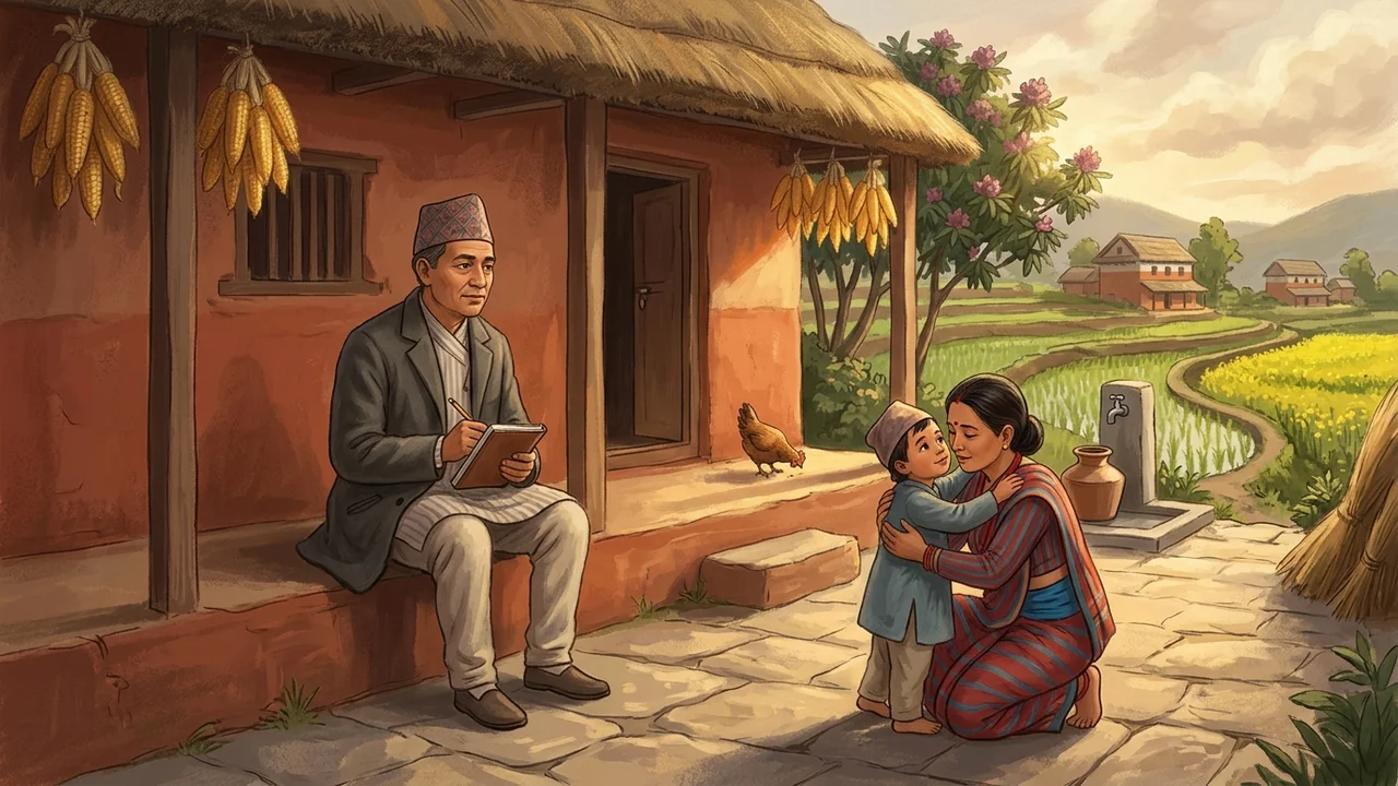 Guru Prasad Mainali observing village life and a child left in trust
