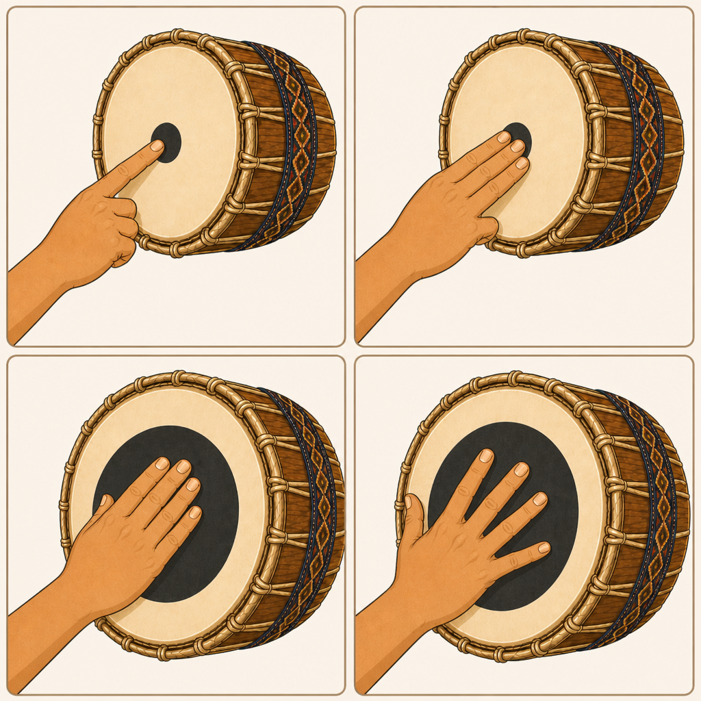 Hand positions for the core strokes