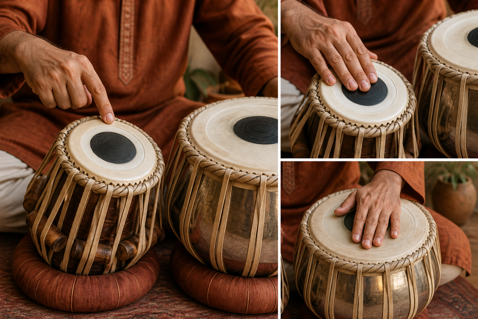 Hands playing tabla strokes